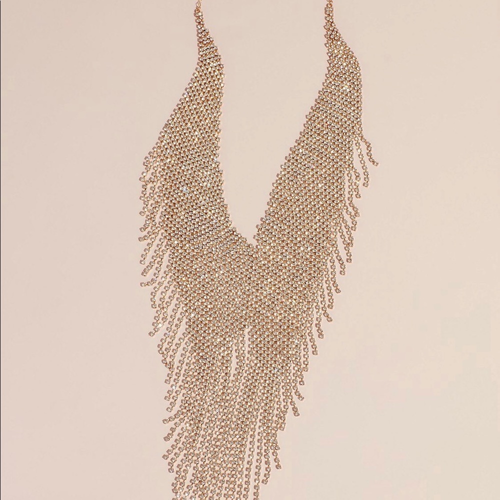 Fringed crystal statement necklace